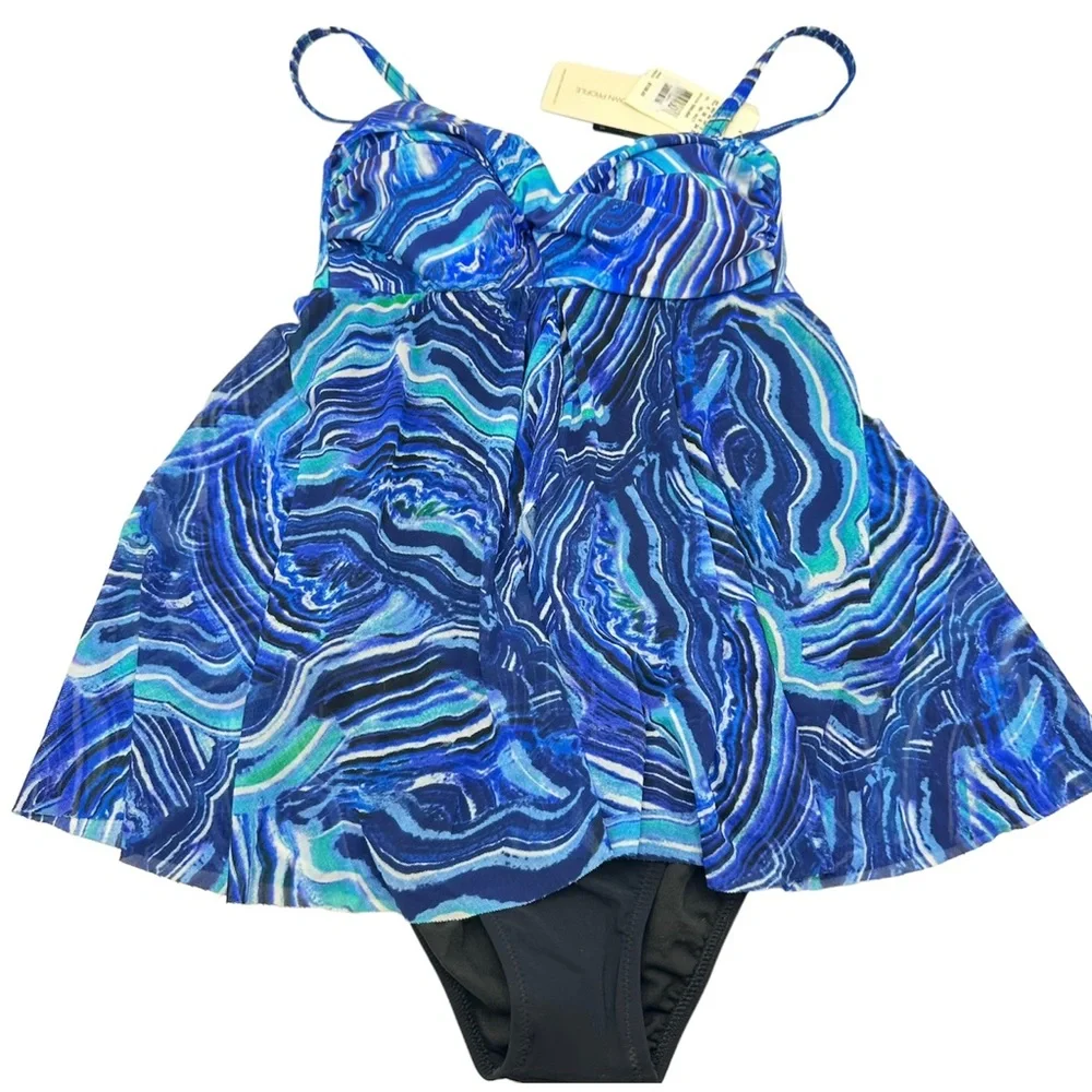 Gottex Mesh Swimdress One Piece Swimsuit Size 6 Resort Beach Coastal Cruise